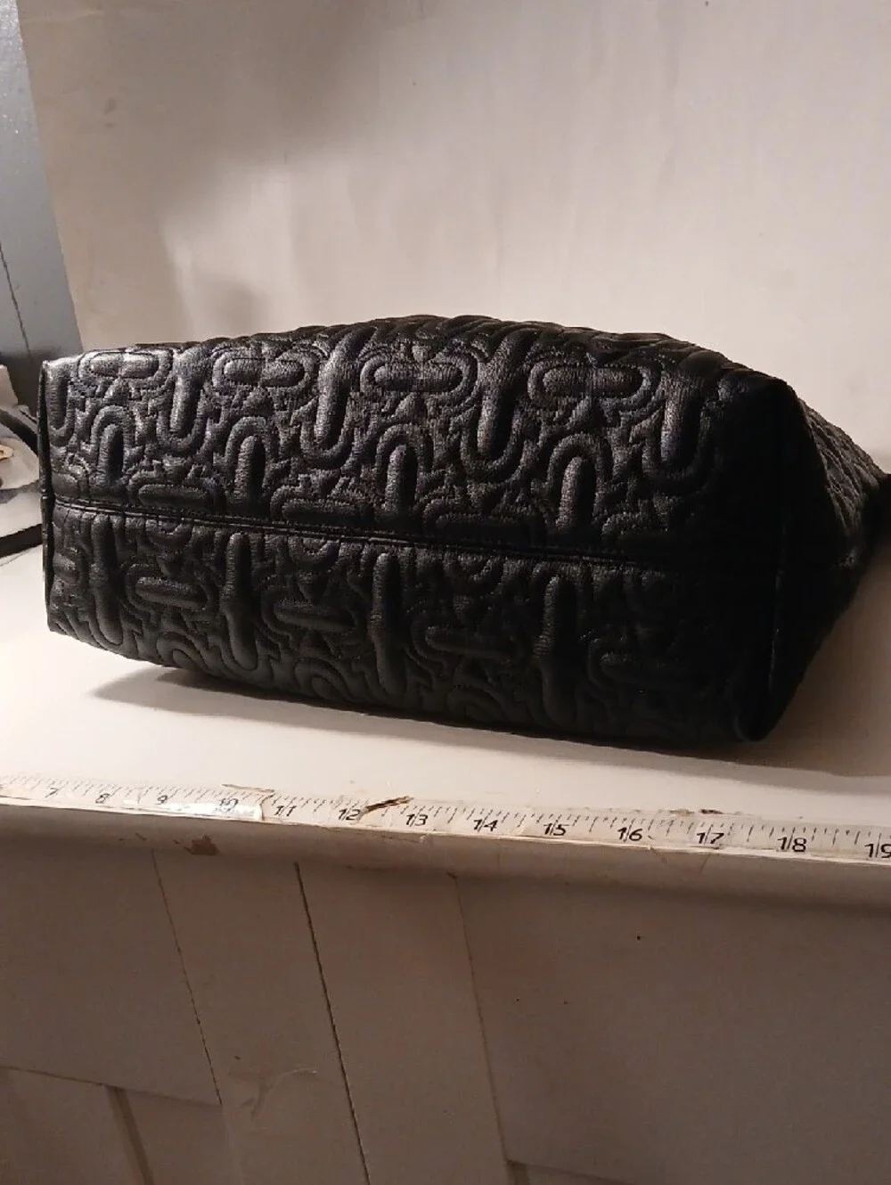 True Religion Women's Black Vegan Leather Logo Buckle Y2K Hobo Bag